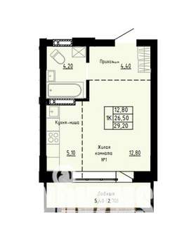 1-к квартира, строящийся дом, 29м2, 9/9 этаж