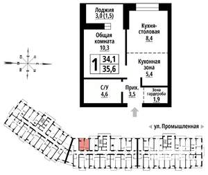 1-к квартира, вторичка, 35м2, 15/23 этаж