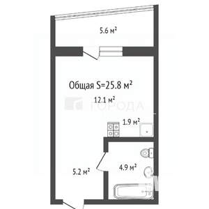 1-к квартира, вторичка, 26м2, 12/16 этаж
