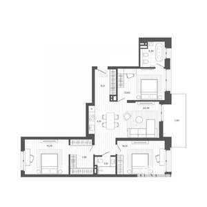 4-к квартира, строящийся дом, 99м2, 7/9 этаж