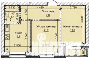 2-к квартира, строящийся дом, 45м2, 7/10 этаж