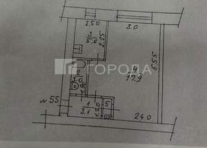 1-к квартира, вторичка, 30м2, 5/5 этаж