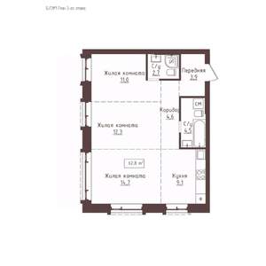 3-к квартира, вторичка, 63м2, 3/23 этаж