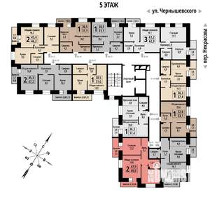2-к квартира, строящийся дом, 49м2, 5/10 этаж