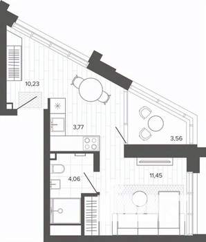 1-к квартира, строящийся дом, 34м2, 7/19 этаж