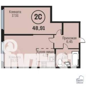 2-к квартира, строящийся дом, 49м2, 6/23 этаж