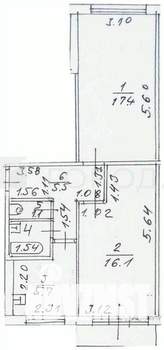 3-к квартира, вторичка, 47м2, 4/5 этаж