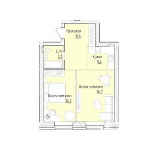 2-к квартира, строящийся дом, 50м2, 2/8 этаж