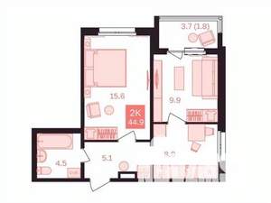 2-к квартира, вторичка, 45м2, 2/10 этаж