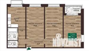3-к квартира, строящийся дом, 86м2, 7/24 этаж