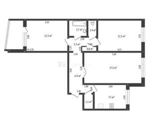 3-к квартира, вторичка, 68м2, 6/9 этаж