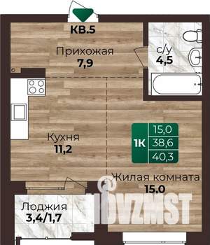 1-к квартира, строящийся дом, 40м2, 4/22 этаж