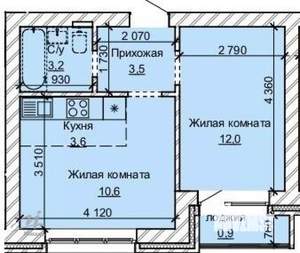 2-к квартира, вторичка, 34м2, 10/10 этаж