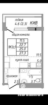 Студия квартира, вторичка, 25м2, 3/10 этаж
