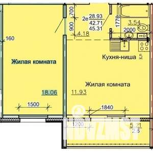 Студия квартира, строящийся дом, 45м2, 1/10 этаж