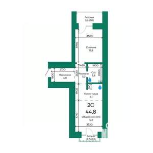 2-к квартира, вторичка, 45м2, 5/10 этаж