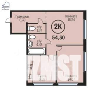 2-к квартира, вторичка, 54м2, 2/24 этаж