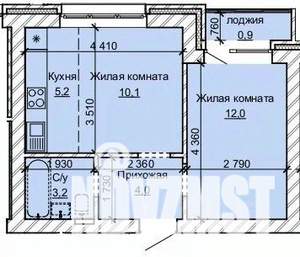 2-к квартира, строящийся дом, 35м2, 6/10 этаж