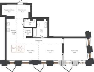 3-к квартира, вторичка, 99м2, 8/27 этаж