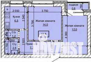 2-к квартира, вторичка, 45м2, 1/10 этаж
