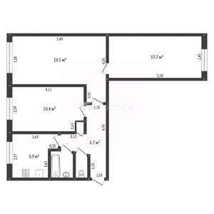 3-к квартира, вторичка, 58м2, 1/5 этаж