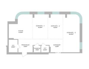 3-к квартира, строящийся дом, 105м2, 2/7 этаж