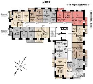 3-к квартира, строящийся дом, 62м2, 6/10 этаж