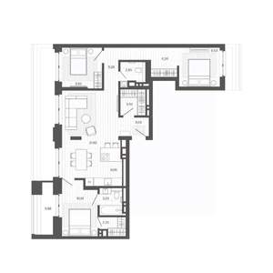 4-к квартира, строящийся дом, 86м2, 9/9 этаж