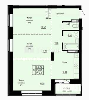 3-к квартира, вторичка, 67м2, 5/10 этаж
