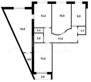 4-к квартира, вторичка, 95м2, 6/10 этаж
