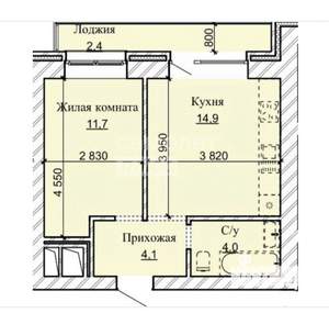 1-к квартира, вторичка, 37м2, 3/17 этаж