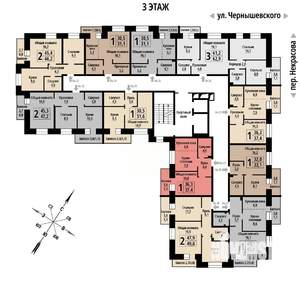1-к квартира, строящийся дом, 37м2, 3/10 этаж