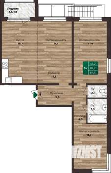 3-к квартира, вторичка, 85м2, 1/16 этаж