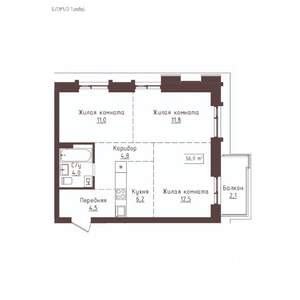 3-к квартира, вторичка, 57м2, 18/23 этаж