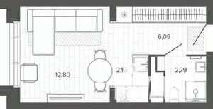 Студия квартира, строящийся дом, 24м2, 5/19 этаж
