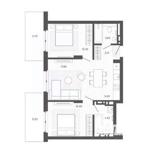 3-к квартира, вторичка, 70м2, 6/9 этаж