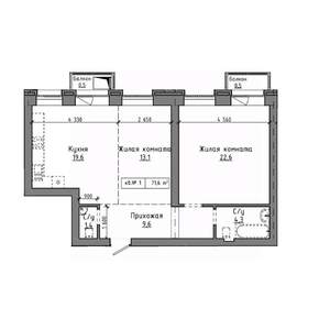 2-к квартира, строящийся дом, 72м2, 5/9 этаж