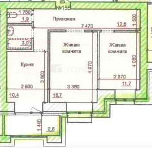 2-к квартира, вторичка, 56м2, 2/17 этаж
