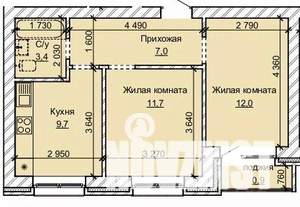 2-к квартира, строящийся дом, 45м2, 5/10 этаж