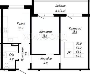 2-к квартира, строящийся дом, 44м2, 8/10 этаж
