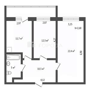2-к квартира, вторичка, 62м2, 9/10 этаж