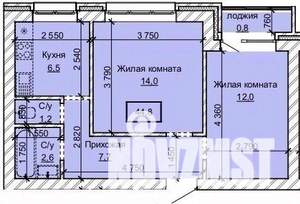2-к квартира, строящийся дом, 45м2, 3/10 этаж