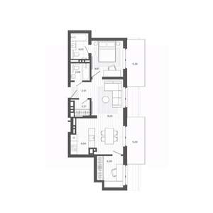 2-к квартира, строящийся дом, 65м2, 9/9 этаж