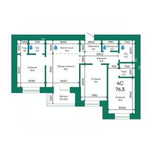 4-к квартира, вторичка, 76м2, 9/10 этаж