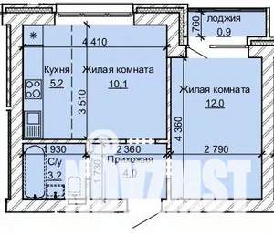 2-к квартира, строящийся дом, 35м2, 3/10 этаж