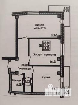 2-к квартира, вторичка, 67м2, 6/16 этаж