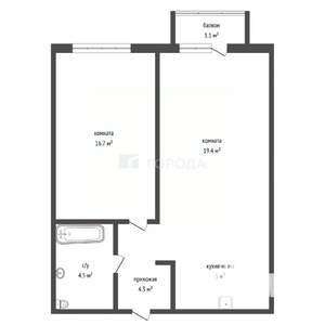 2-к квартира, вторичка, 50м2, 6/15 этаж