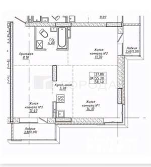 3-к квартира, вторичка, 58м2, 10/16 этаж