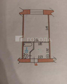 Студия квартира, вторичка, 17м2, 2/4 этаж