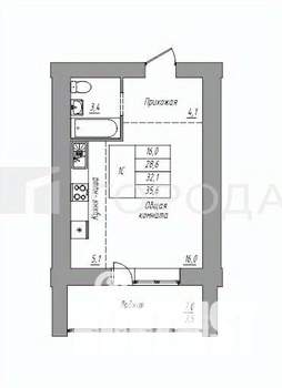 1-к квартира, вторичка, 36м2, 6/10 этаж